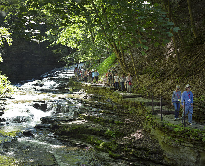 People touring Cascadilla Gorge